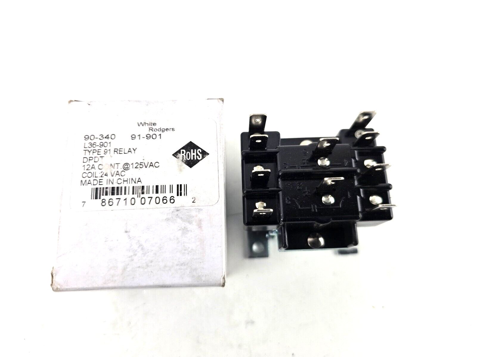 White Rodgers Relay 24VAC Coil DPDT Type 91 L36-901 90-340 91-901