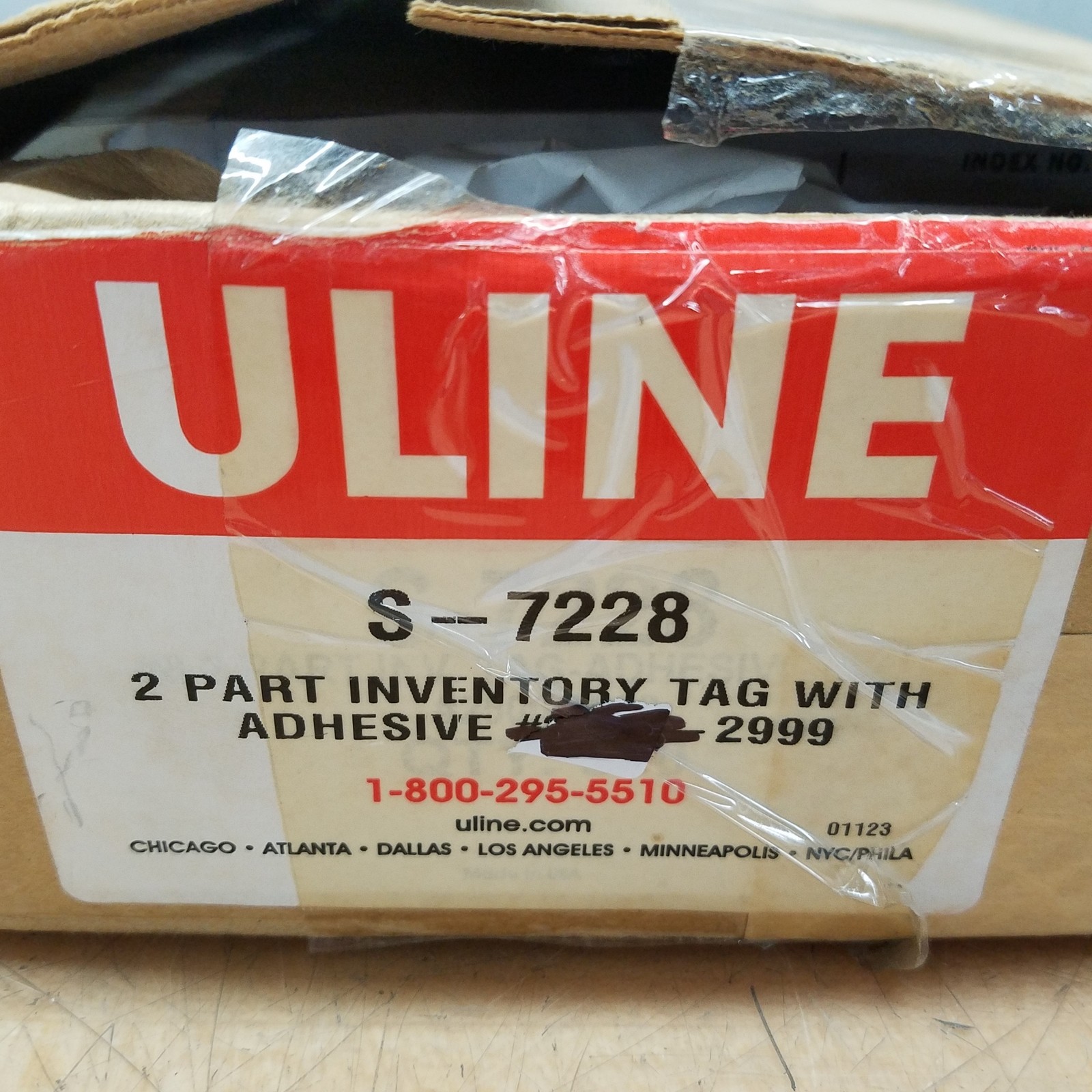 Uline S-7228, 2 Part Inventory Tag With Adhesive – NEW
