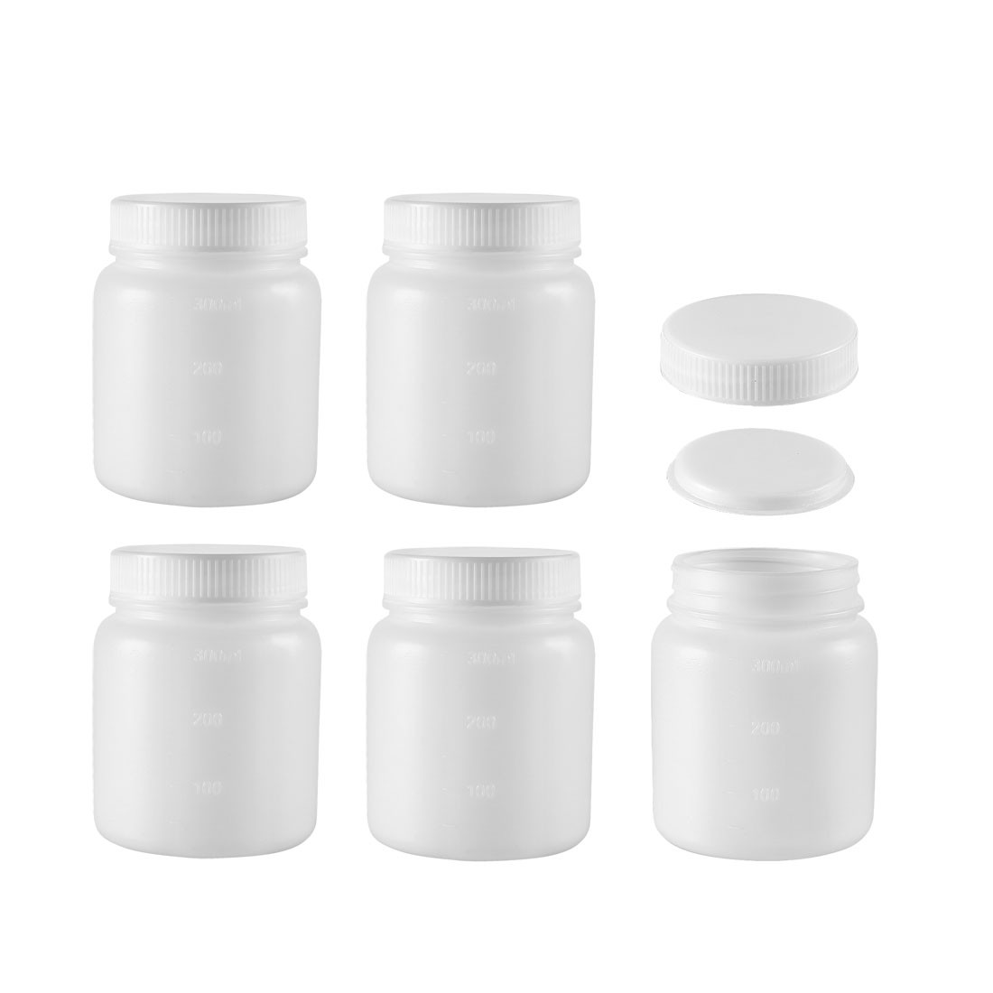 Plastic Lab Reagent Bottle 300ml/10oz Sample Sealing Storage Container 5pcs