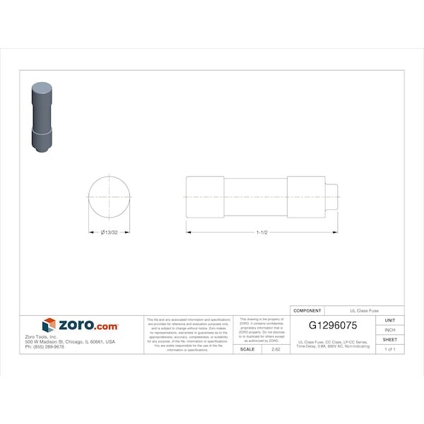 Eaton Bussmann Lp-Cc-8/10 Cc Class, Time-Delay, 0.8A, 600V Ac, Non-Indicating