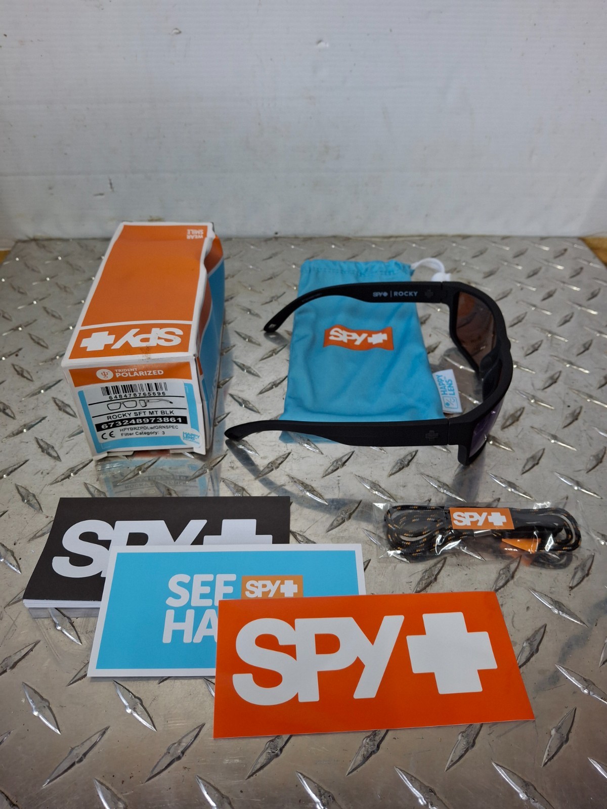 Spy Optic ROCKY Sunglasses – Soft Matte Black / HAPPY Brnz POLAR Green Spec