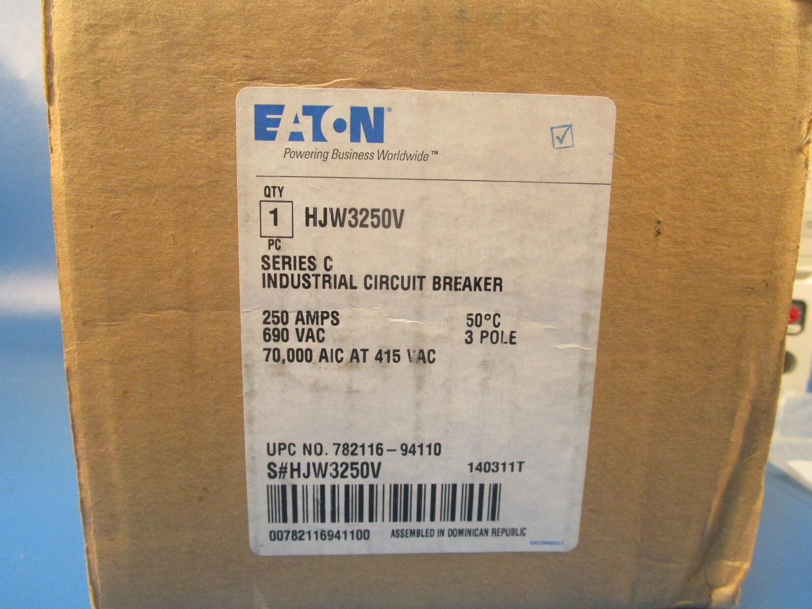 Eaton HJW3250V Molded Case Breaker HJW 3 Pole, 250A 690V 50/60Hz