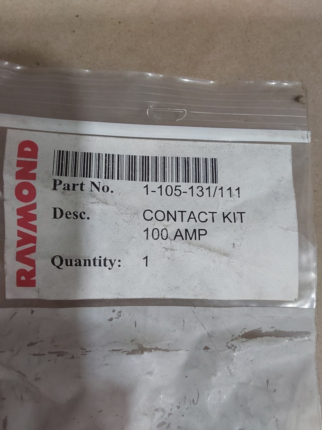 RAYMOND 100 AMP Contact Service Kit, 1-105-131/111