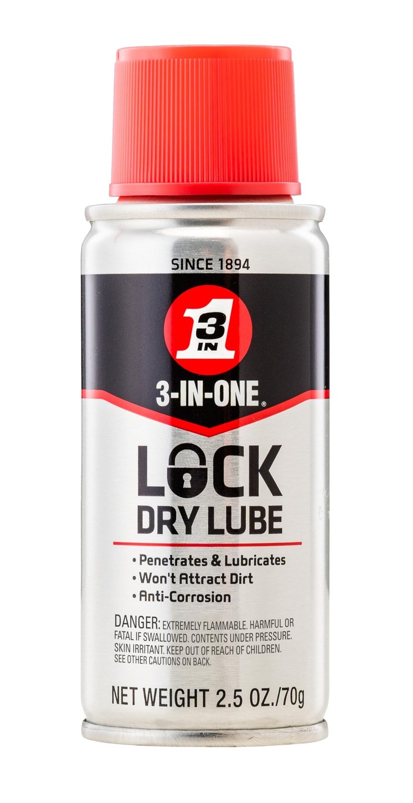 3-In-One Lock Dry Lube, Penetrates And Lubricates, 2.5 Ounce