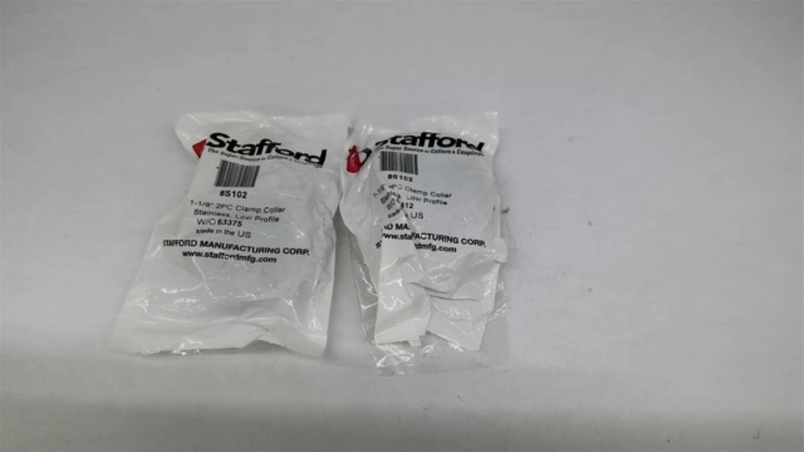 Stafford 8S102 1-1/8″ 2 PC Clamp Collar Stainless Low Profile W/O 63375 Lot Of 2