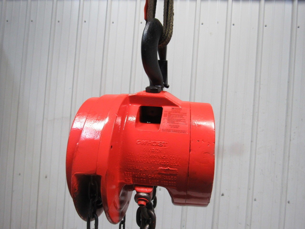 CM Model S 4 Ton Manual Chain Fall Hoist 32′ 6″ Lift w/Load Limiter Tested