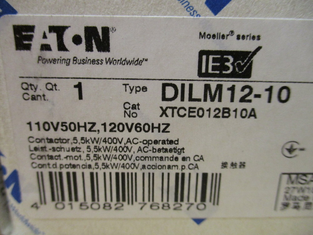 Eaton XTCE012B10A Contactor DILM12-10
