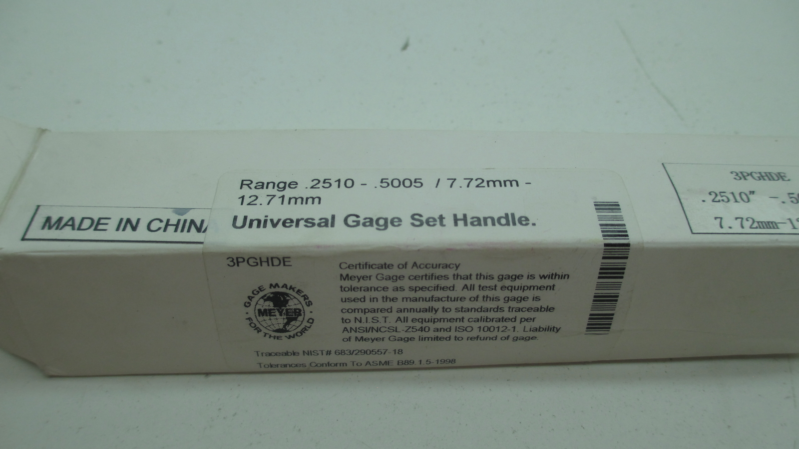 MEYER PLUG GAGE HANDLES .2510″ – .5005″ SIZE RANGE 7.72 MM – 12.71 MM 3PGHDE