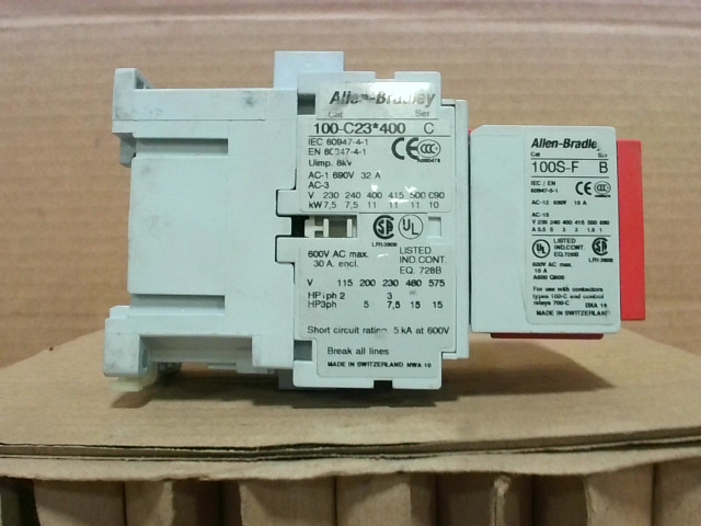 Allen Bradley 100S-C23D404C /A /C Safety Contact w/ AB 100S-F AB 100-C09*400 …