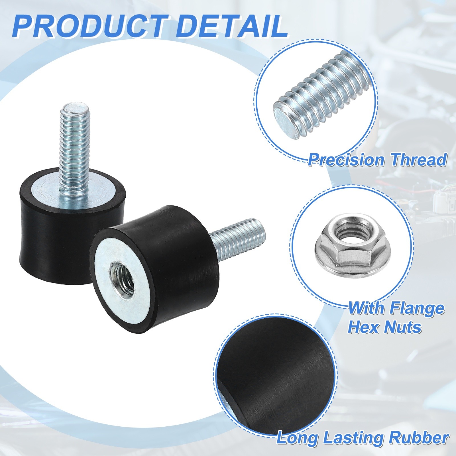 1Pcs M6x18mm Rubber Mounts, 20x15mm(DxH) Rubber Shock Absorber Mount with Nuts
