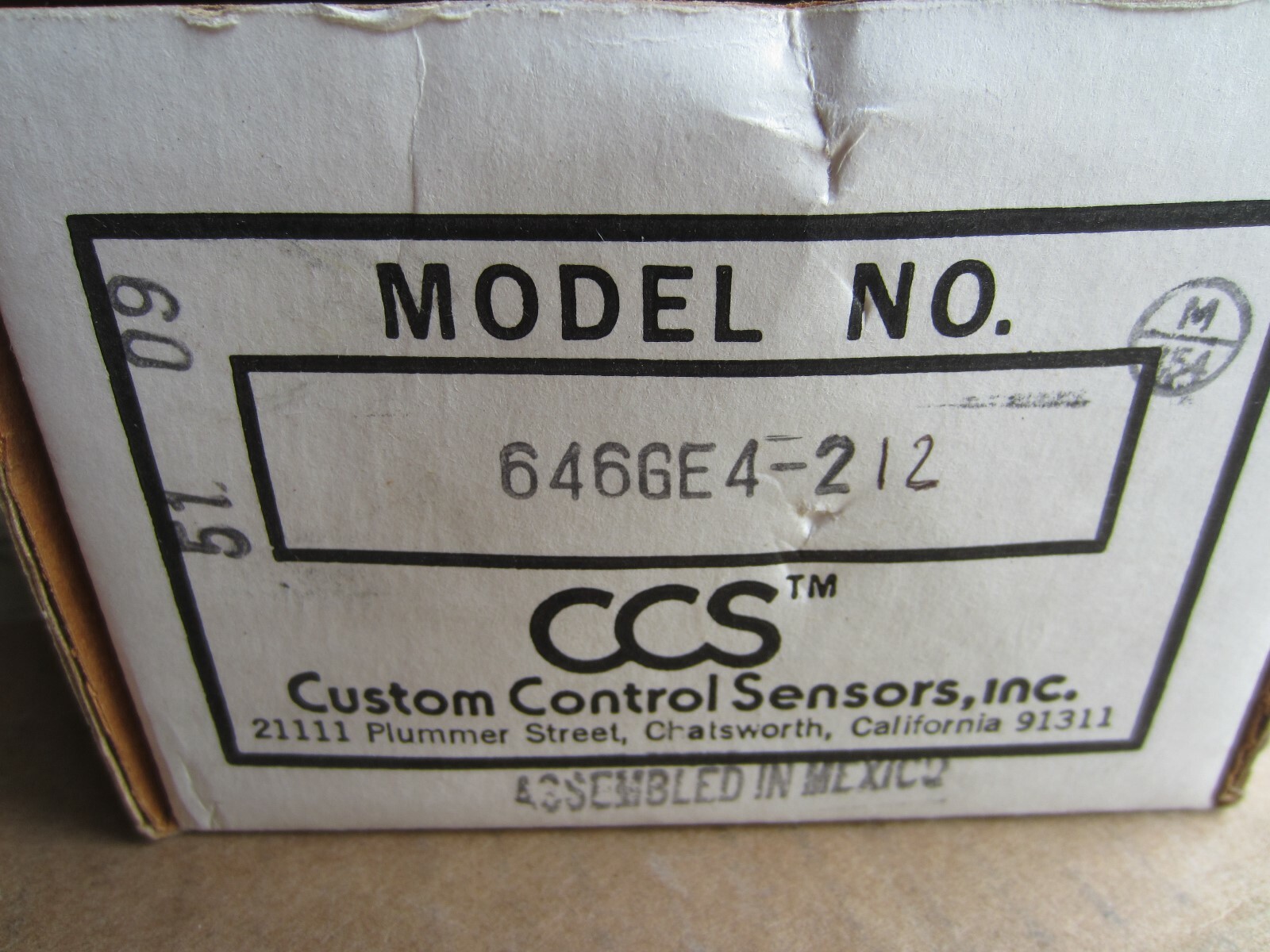 New CCS Custom Controls Sensors 646GE4-212 Pressure Switch 226A1706-203