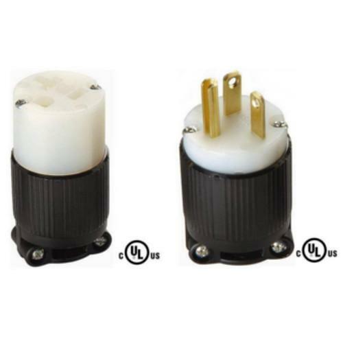 NEMA 5-20 Plug and Connector Set – Rated for 20A, 125V, 3-Wire, 2 Pole – cUL