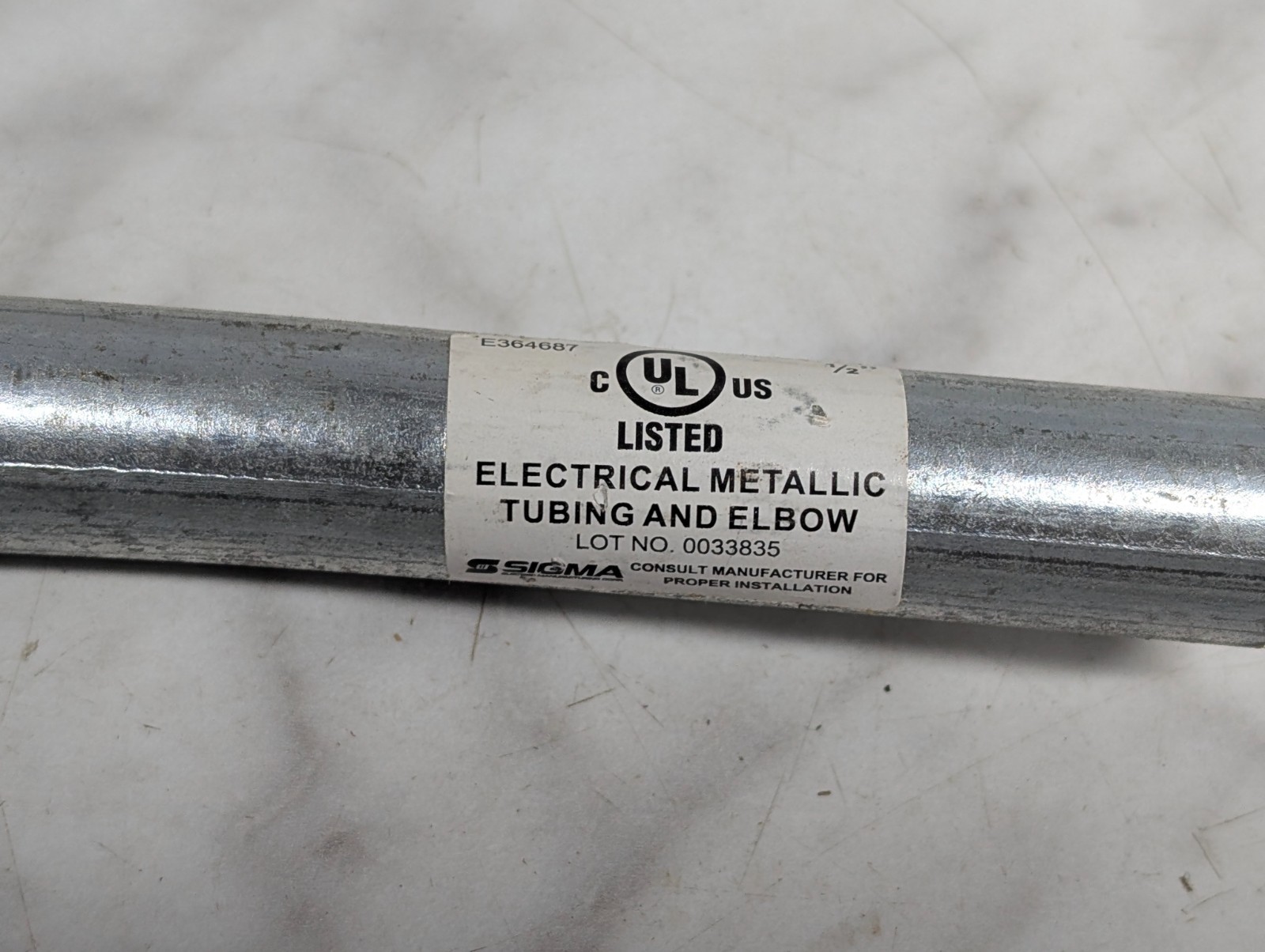 Sigma Electrical Metallic Tubing & Elbow 1/2″ E364687 90° Bend Steel EMT Conduit