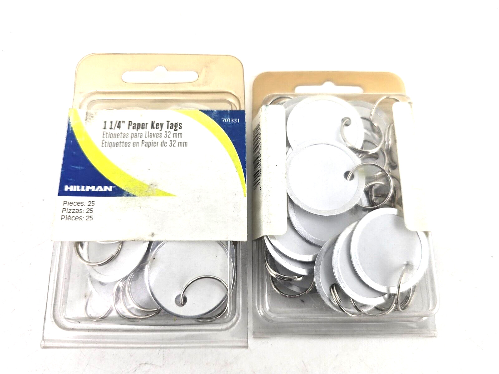 50pcs Hillman 701331 Metal White Paper Tag Labeling/ID Key Ring Dealer Car Shop
