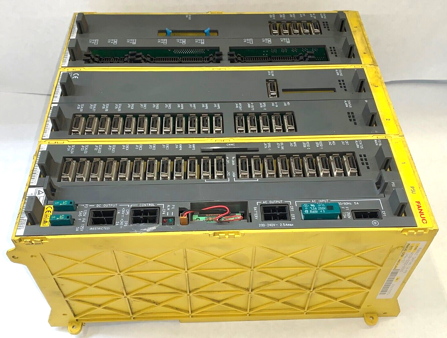 FANUC MULTI-PORT POWER SUPPLY 6 SLOT RACK A02B-0200-B503 200-240 VOLT 2-7 AMP