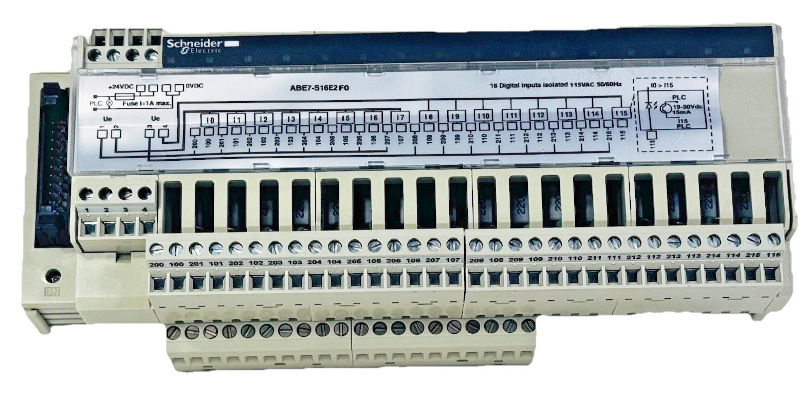 Schneider Modicon ABE7-S16E2F0 Solid State Output Relay Resistive: 30VDC/0.015A