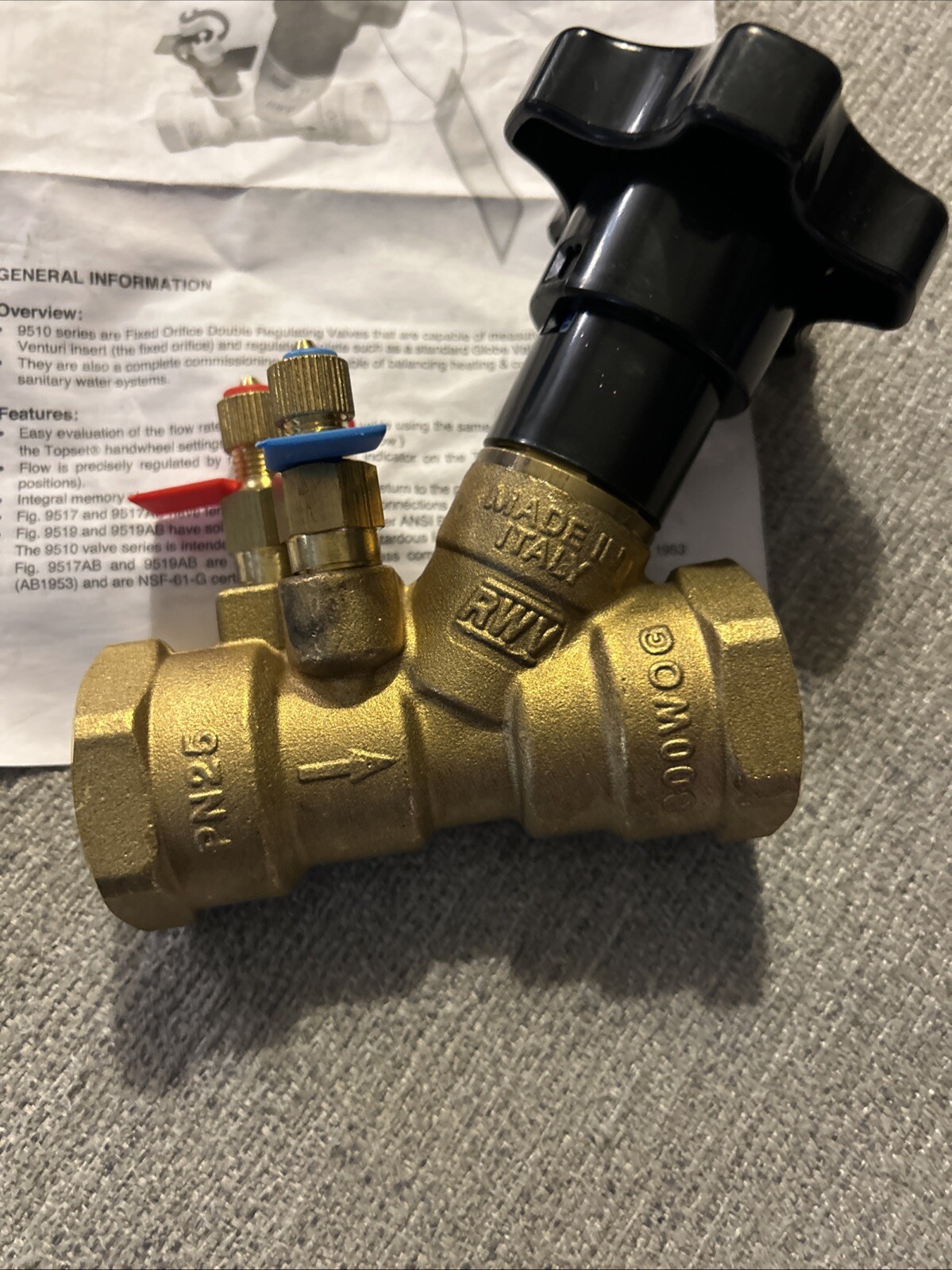 Gruvlok MBV-9510 Series 1 in. Sweat Brass Circuit Balancing Valve NEW /Italy