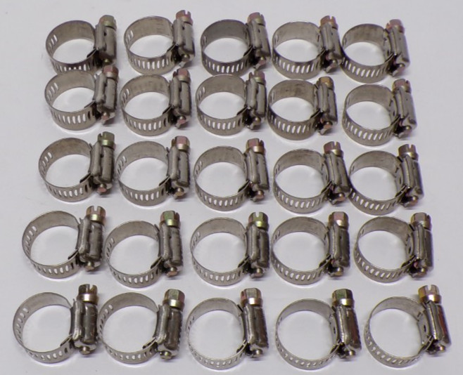 25 Pack Stainless Steel Hose Clamps 1/2″ Band #8 HC-8PB