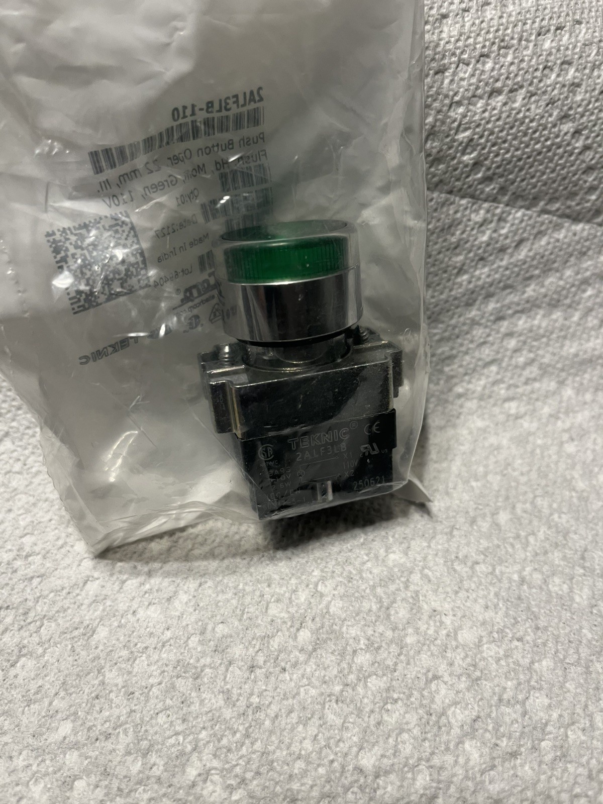 ALTECH CORP 2ALF3LB-110 Push Button Green