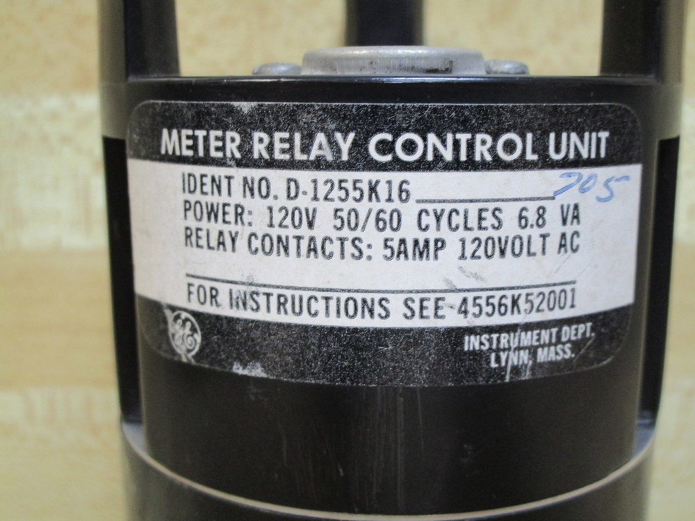 General Electric D-1255K16-705 Meter Relay GE D1255K16705