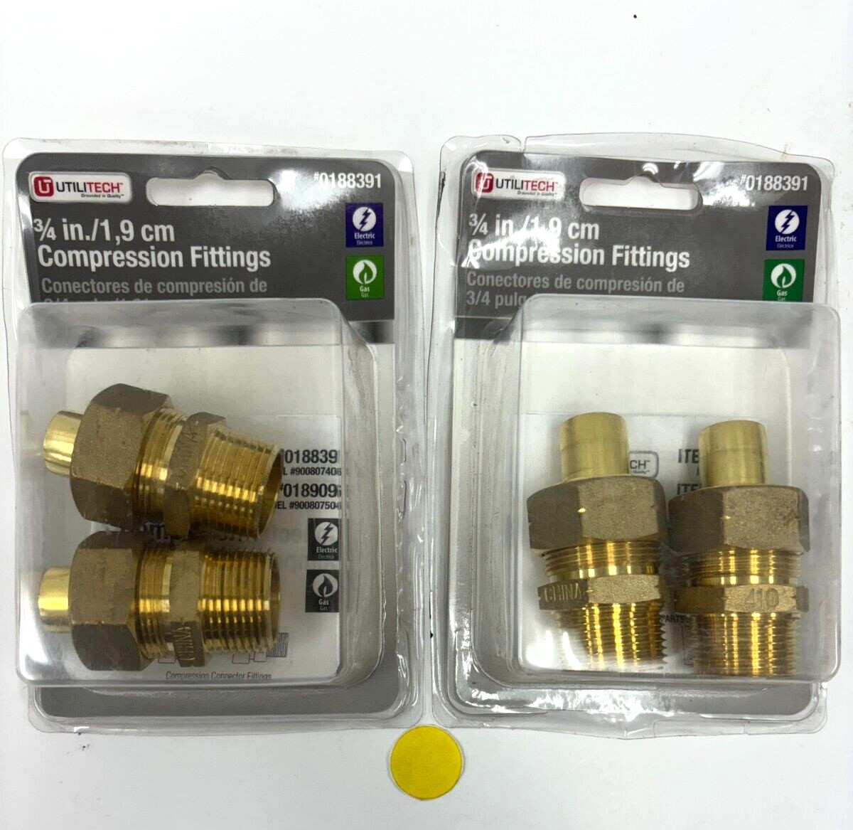UTILITECH 0188391 COMPRESSION FITTINGS 3/4″ ***LOT OF 2***